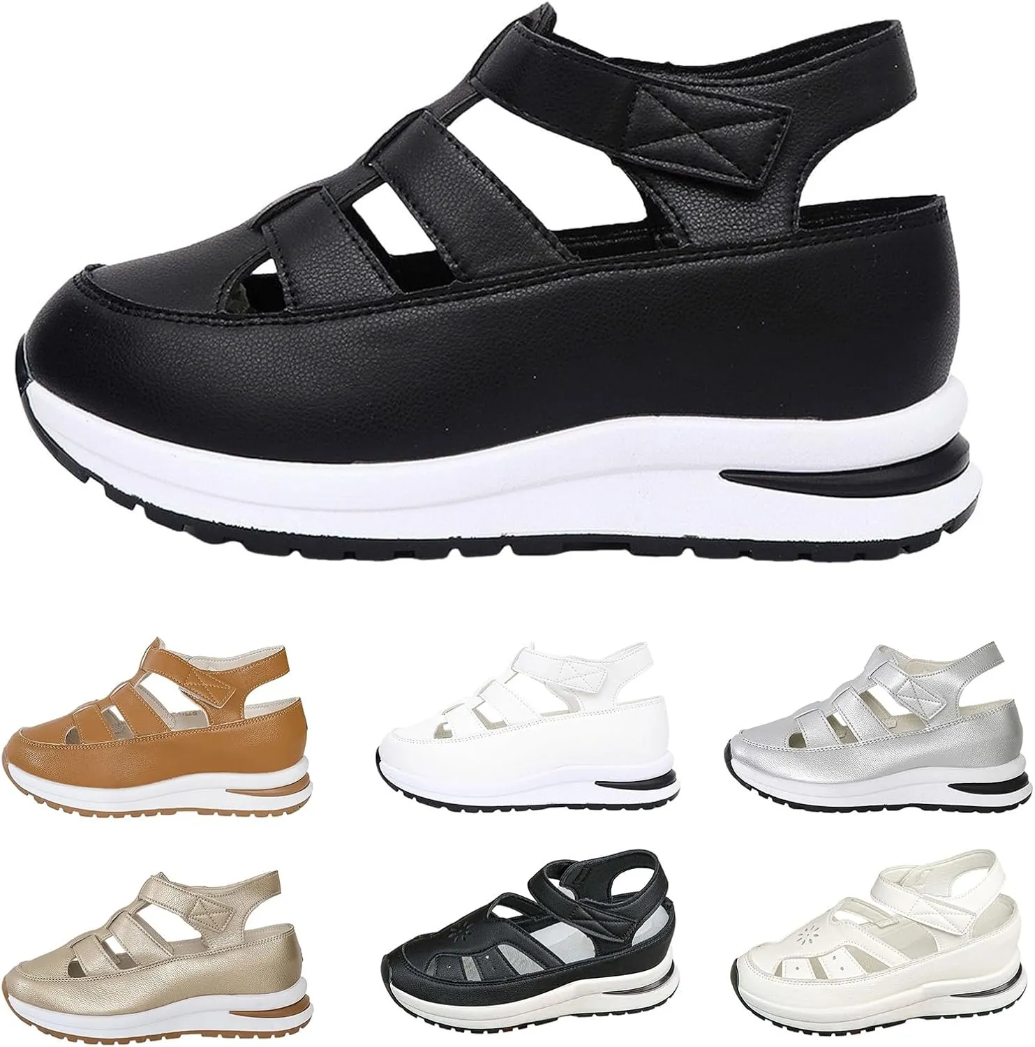 Sports Sandals for Women 2025 Breathable Hollow Out Wedge Shoes Closed Toe Comfortable Sneakers Casual Adjustable Strap Walking Shoes