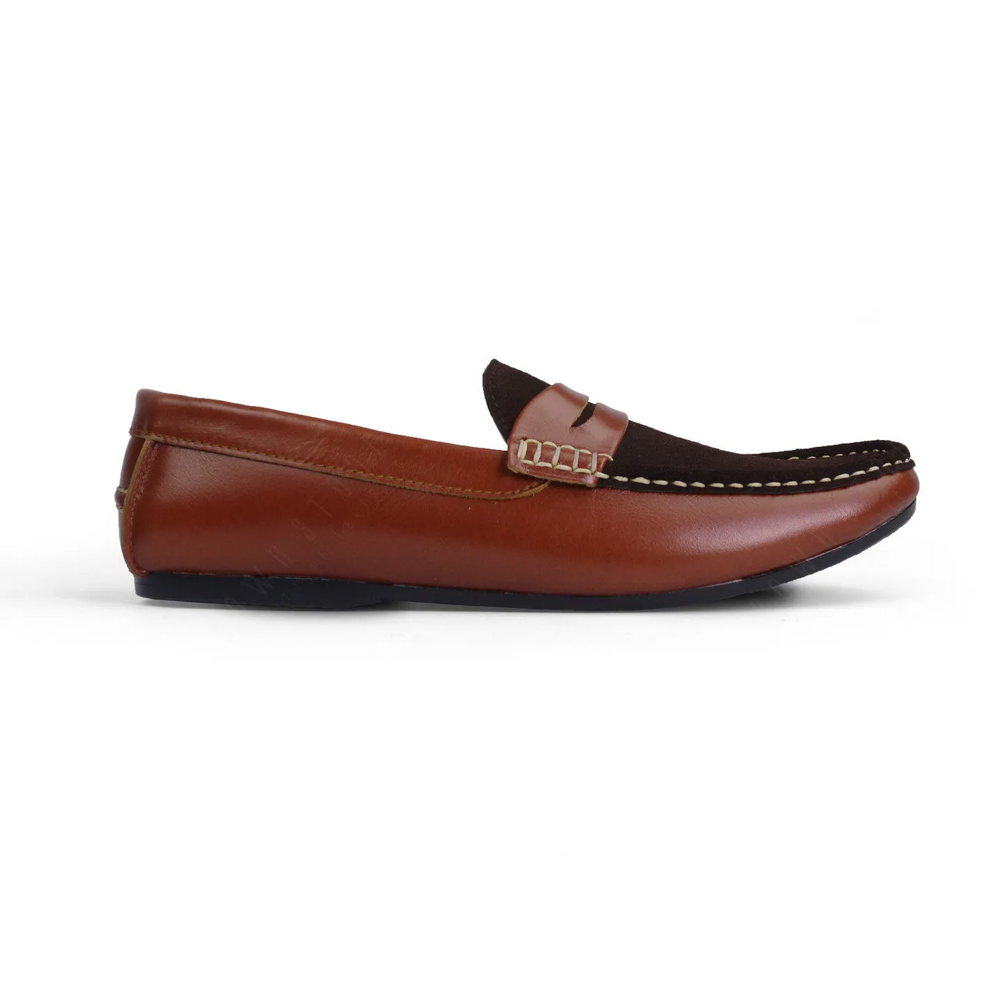 Suede Flip Leather Loafer Classic Dark Brown