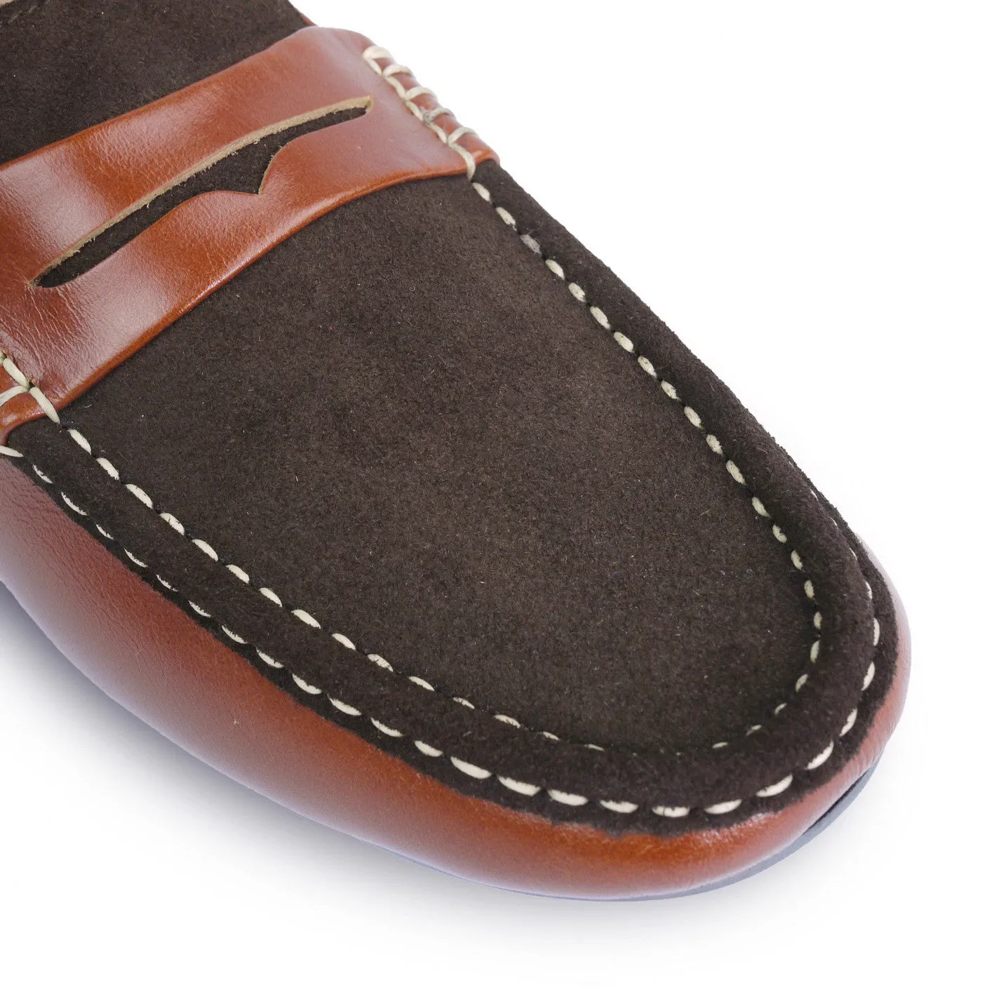 Suede Flip Leather Loafer Classic Dark Brown
