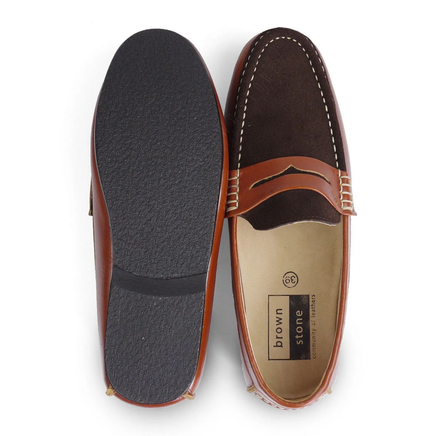 Suede Flip Leather Loafer Classic Dark Brown