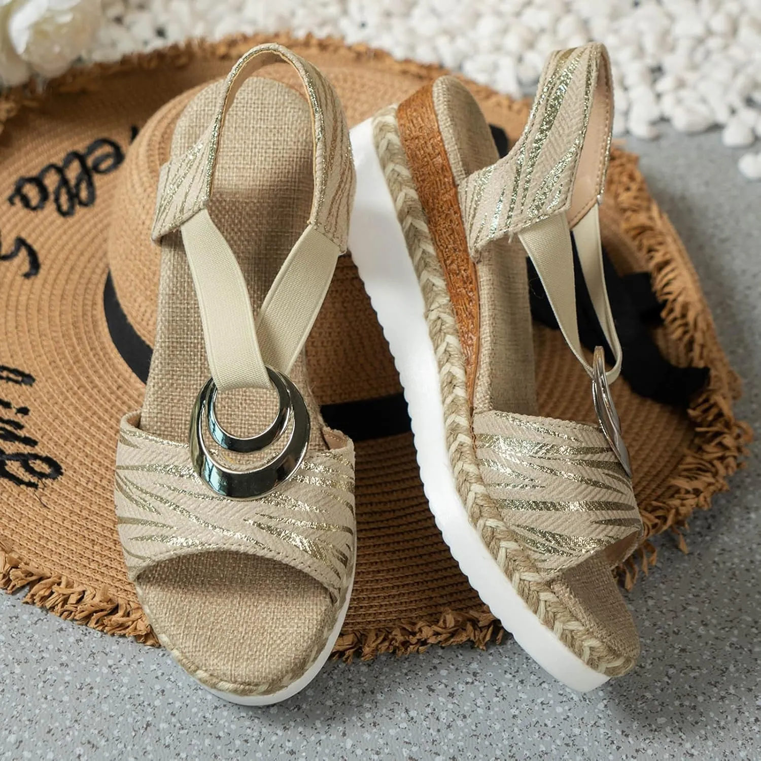 Summer Sandals Thick Soled Rope Platform Soled Roman Sandals Women's Casual Thick Soled Strappy Sandals For Women