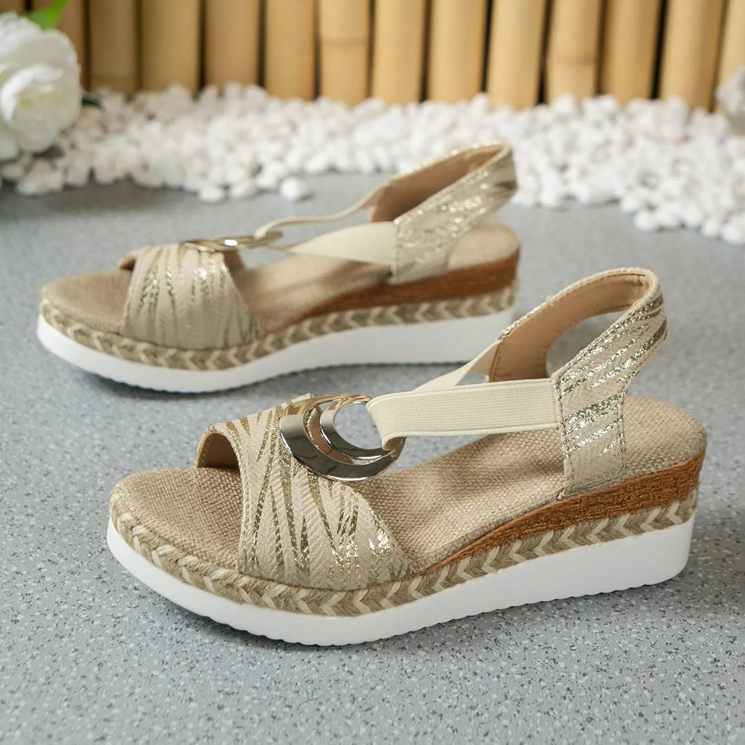 Summer Sandals Thick Soled Rope Platform Soled Roman Sandals Women's Casual Thick Soled Strappy Sandals For Women