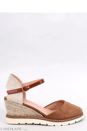 Taupe Eco-Suede Wedge Espadrilles with Contrast Sole & Ankle Strap