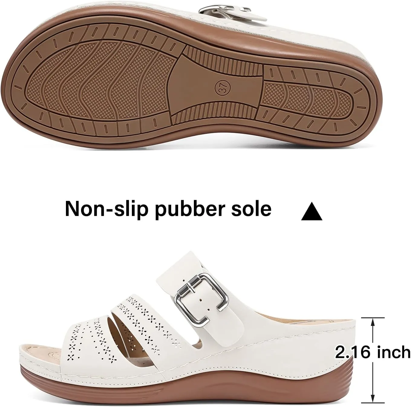 TEMOFON Wedge Sandals for Women Comfortable: Slip On Sandals Women Dressy Summer Flat Sandals Size 5-11