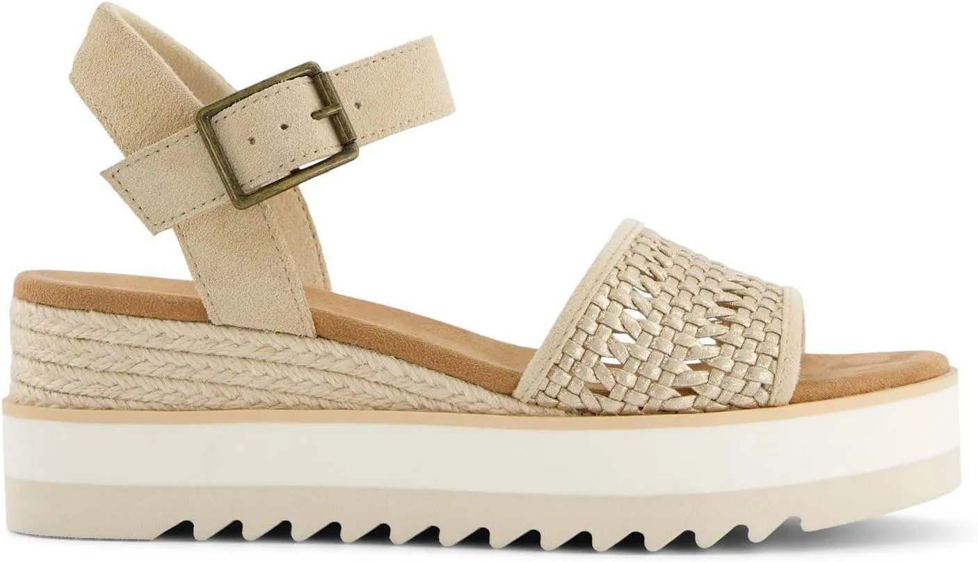 TOMS Women's Diana Metallic Platform Wedge Espadrille Sandal