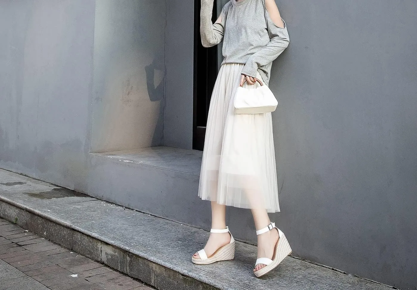 U-lite Peep Toe Platform Sandals for Women, Breathable Ankle-Tie Microfiber Leather Insole Espadrilles Shoes