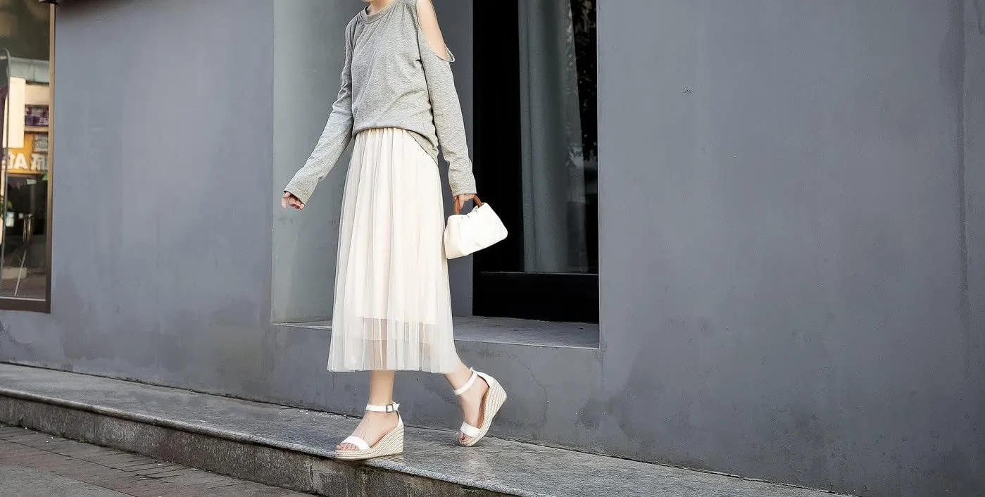U-lite Peep Toe Platform Sandals for Women, Breathable Ankle-Tie Microfiber Leather Insole Espadrilles Shoes