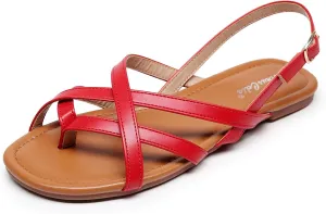 VenusCelia Women's X-Band Strap Flat Sandal