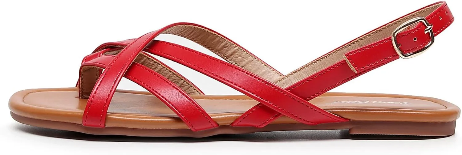 VenusCelia Women's X-Band Strap Flat Sandal