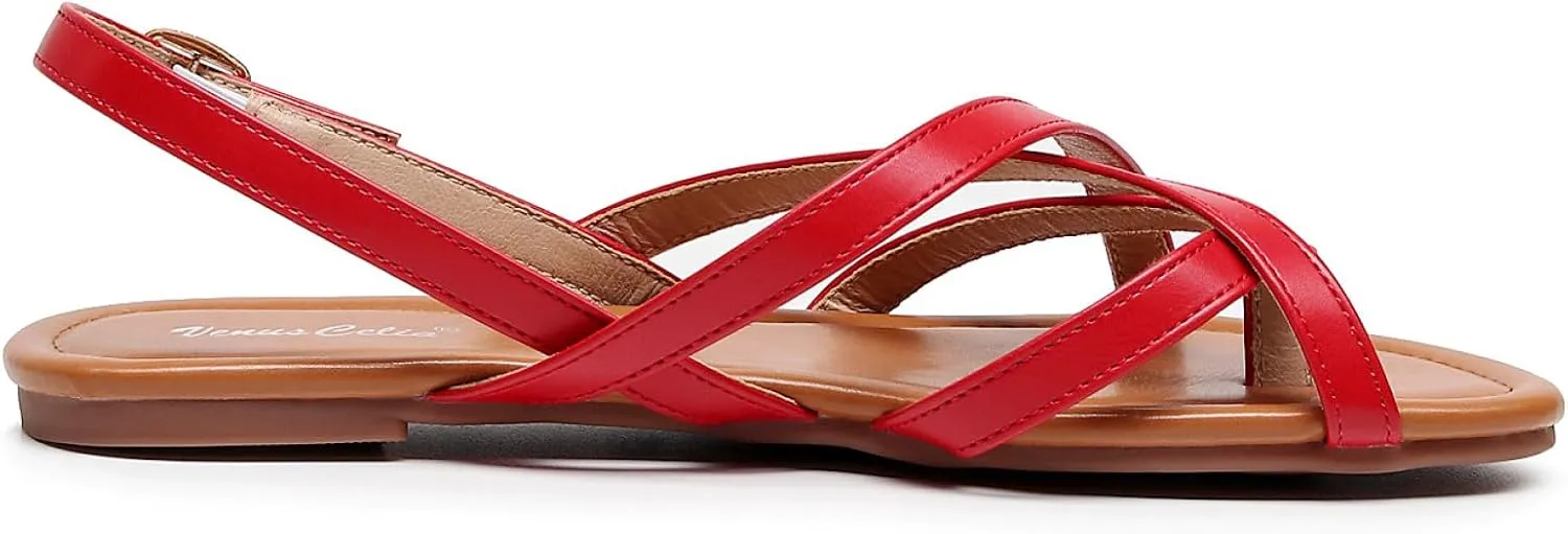 VenusCelia Women's X-Band Strap Flat Sandal