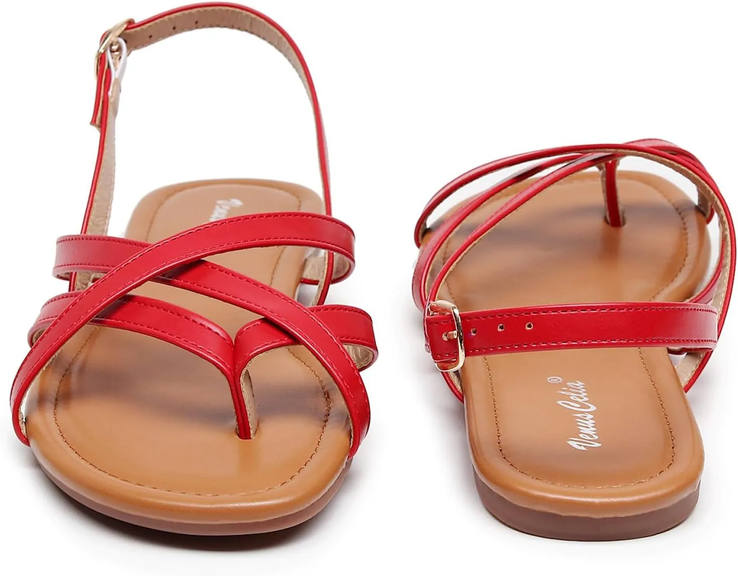VenusCelia Women's X-Band Strap Flat Sandal