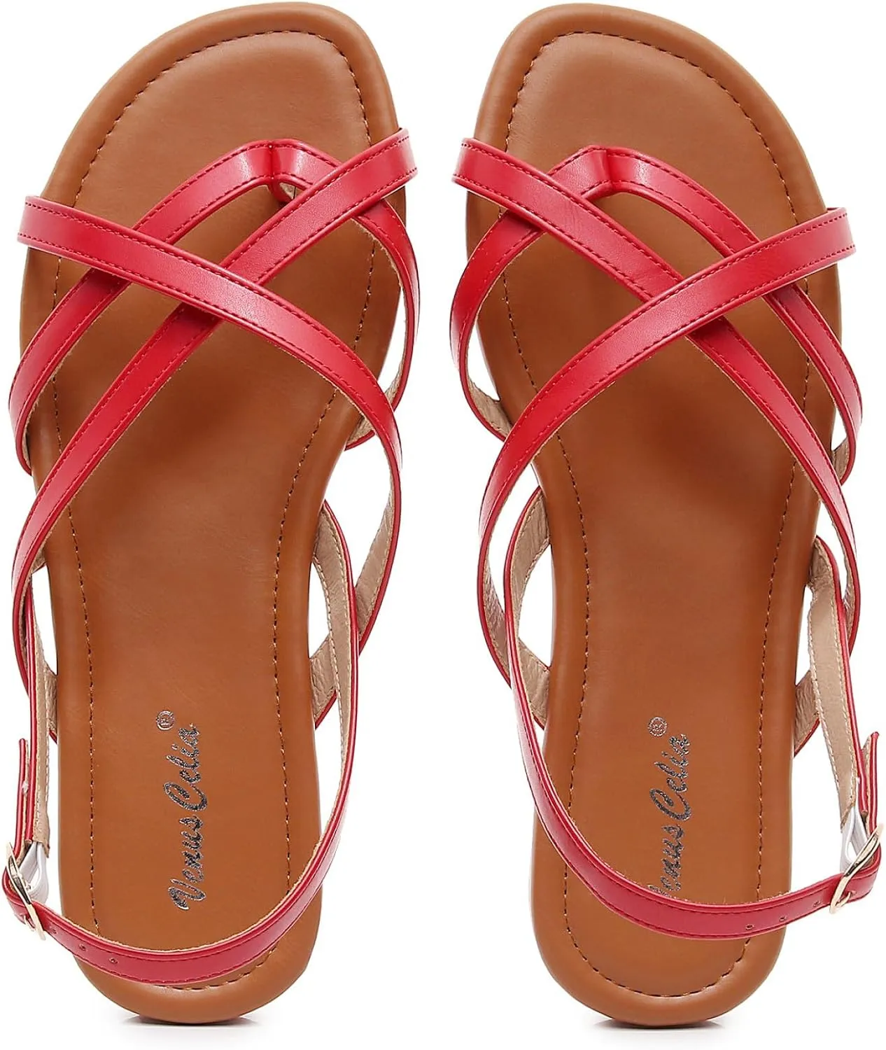 VenusCelia Women's X-Band Strap Flat Sandal