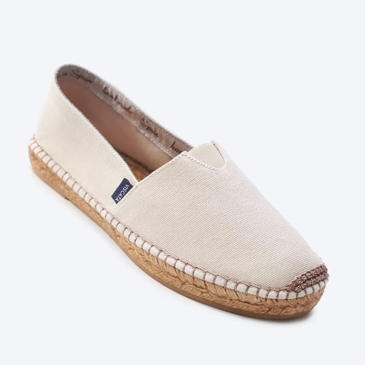 VISCATA Barceloneta Espadrille Canvas Women's Flat Slip On Shoes Handmade in Spain Fashionable Organic Cotton Canvas Lightweight Material with 100% Natural Jute Midsole for All Casual Occasions