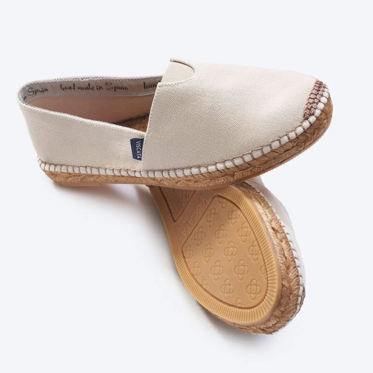 VISCATA Barceloneta Espadrille Canvas Women's Flat Slip On Shoes Handmade in Spain Fashionable Organic Cotton Canvas Lightweight Material with 100% Natural Jute Midsole for All Casual Occasions