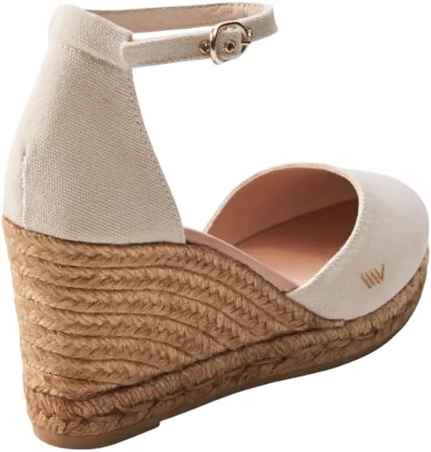 Viscata Estartit Espadrille Canvas Wedges Spain Handmade 3 ½” Heel Women's Sandals with Breathable Organic Cotton Canvas and 100% Natural Jute Midsole for all Occasions: Casual, Work, Party
