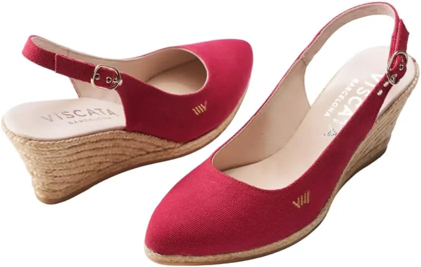 VISCATA Palomera Women's Sandals Espadrille Canvas Slingback Buckle Wedges