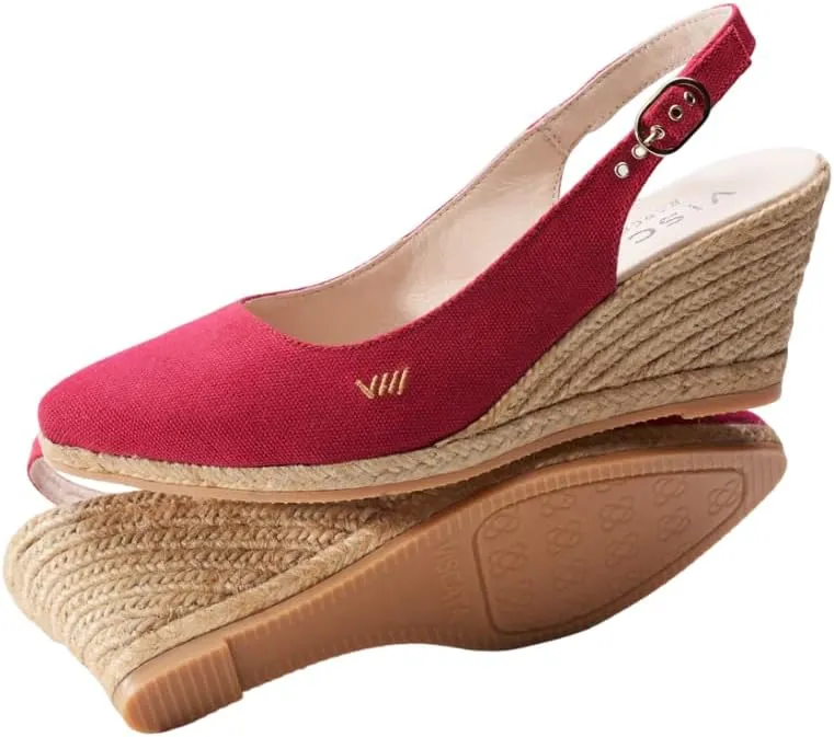 VISCATA Palomera Women's Sandals Espadrille Canvas Slingback Buckle Wedges