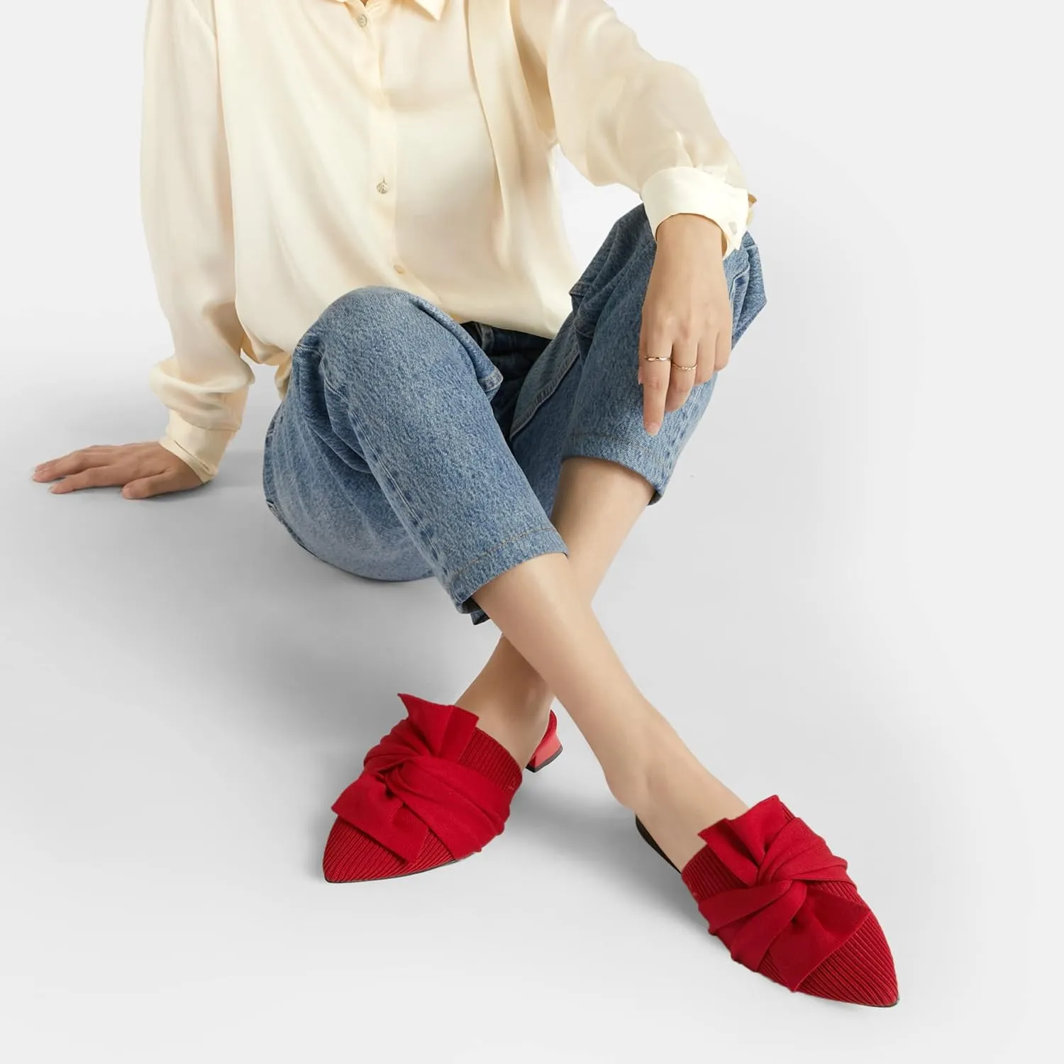VIVAIA Yaffa Mules for Women Slip On Pointed-Toe Knot Mules Women's Casual Slip on Washable Comfortable Shoes Pointed-Toe Style
