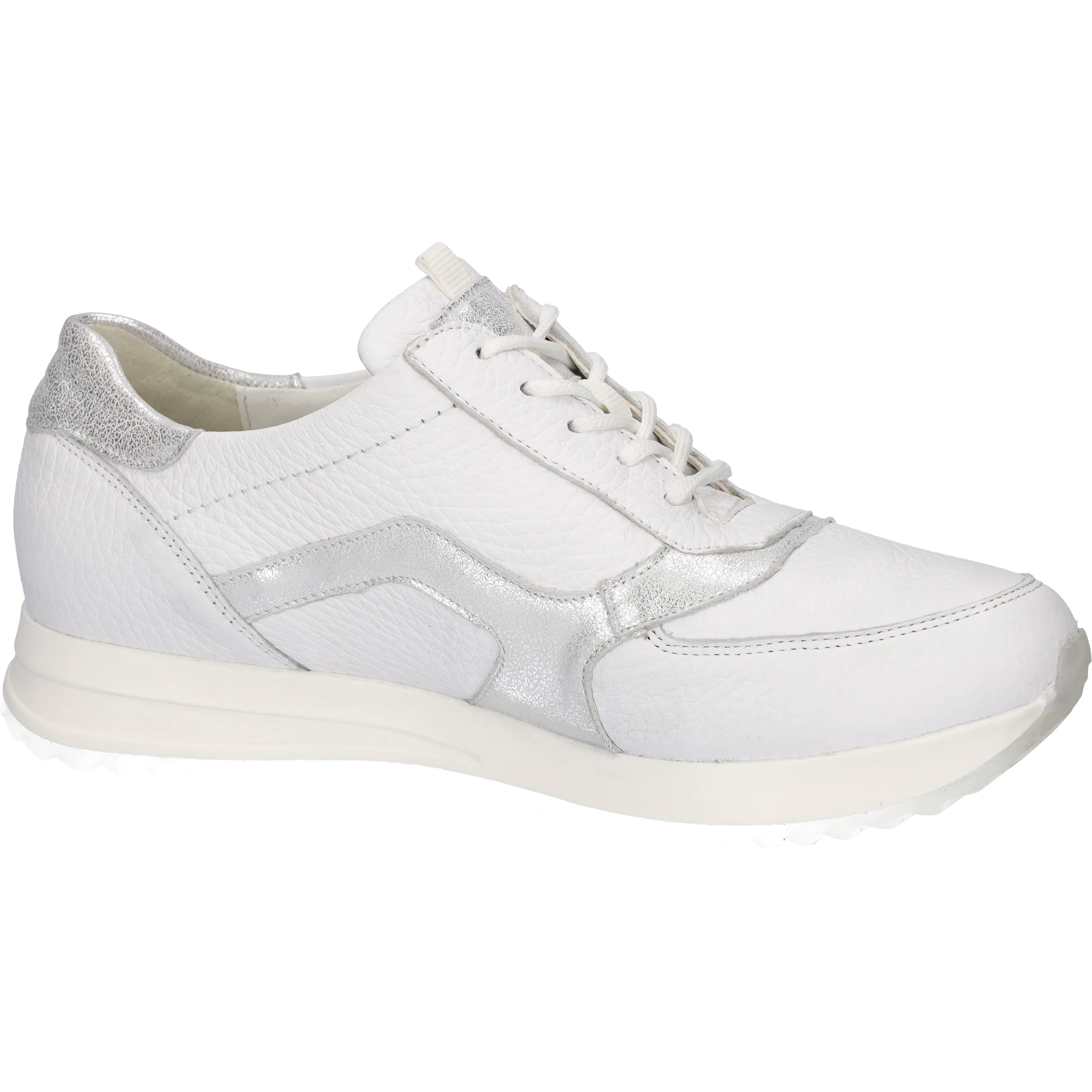 Waldlaufer H-Vicky - Ladies Trainer with Lace and Zip in White/Silver