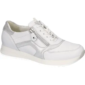 Waldlaufer H-Vicky - Ladies Trainer with Lace and Zip in White/Silver