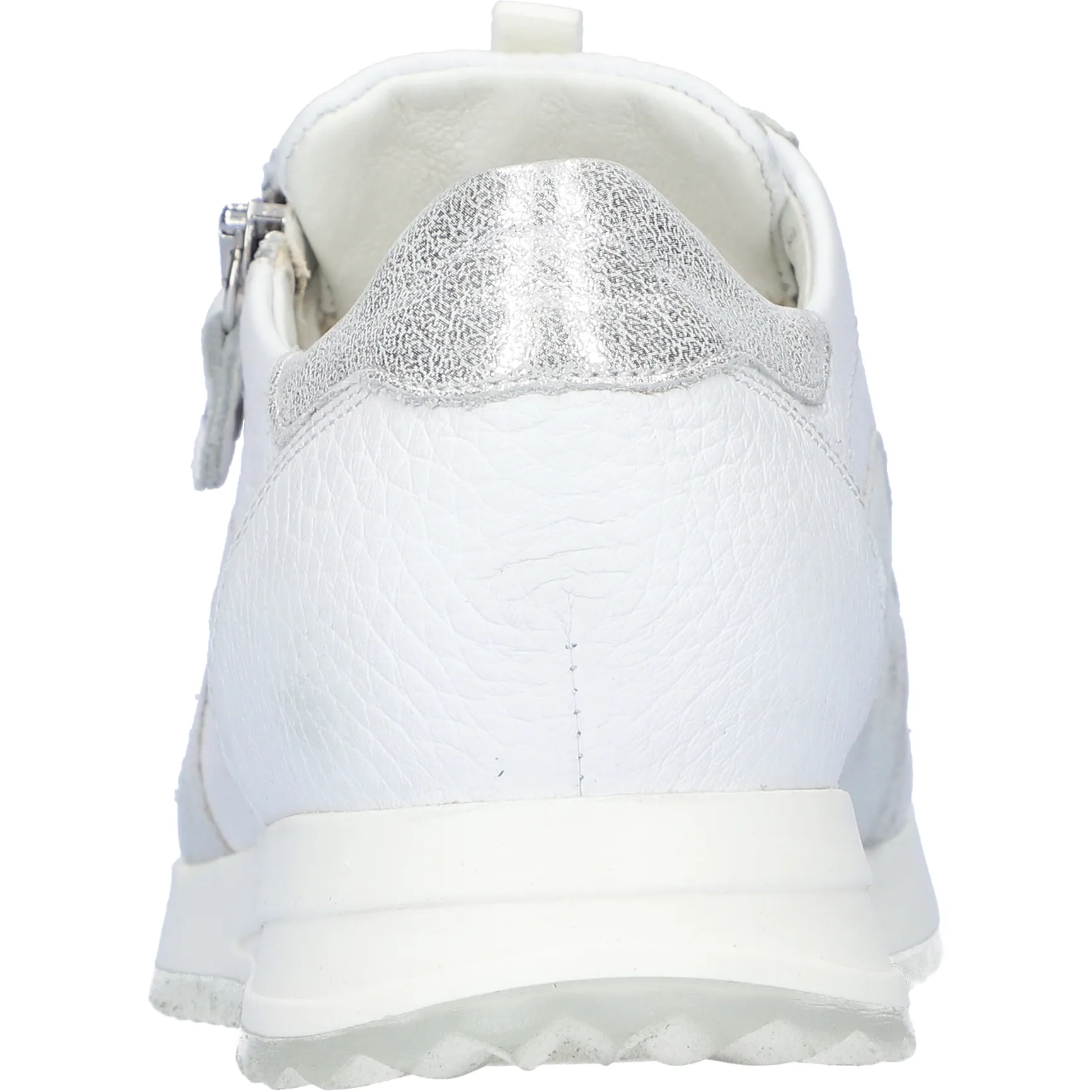 Waldlaufer H-Vicky - Ladies Trainer with Lace and Zip in White/Silver