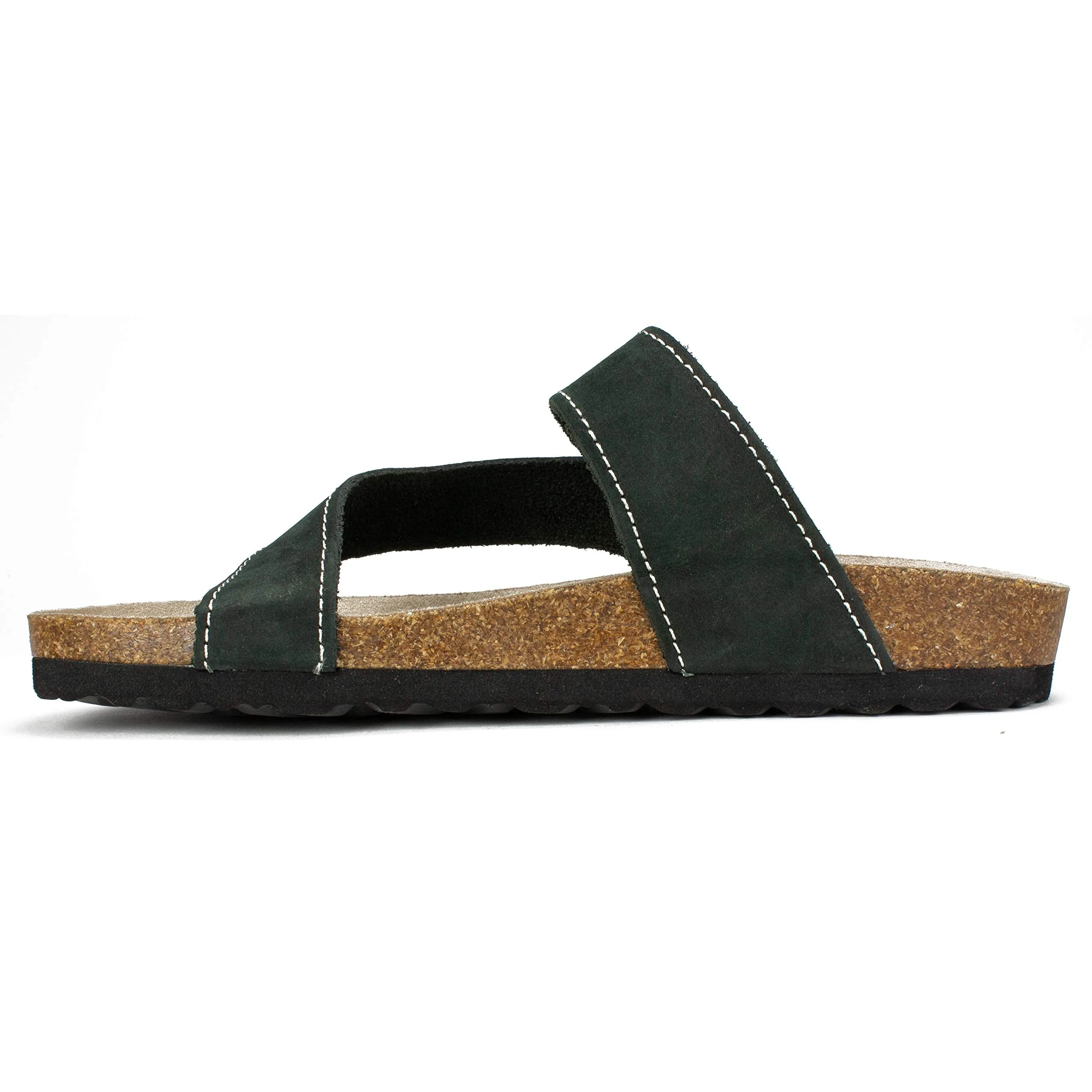 WHITE MOUNTAIN Shoes Carly Women's Flat Sandal, Black/Nubuk, 9 M