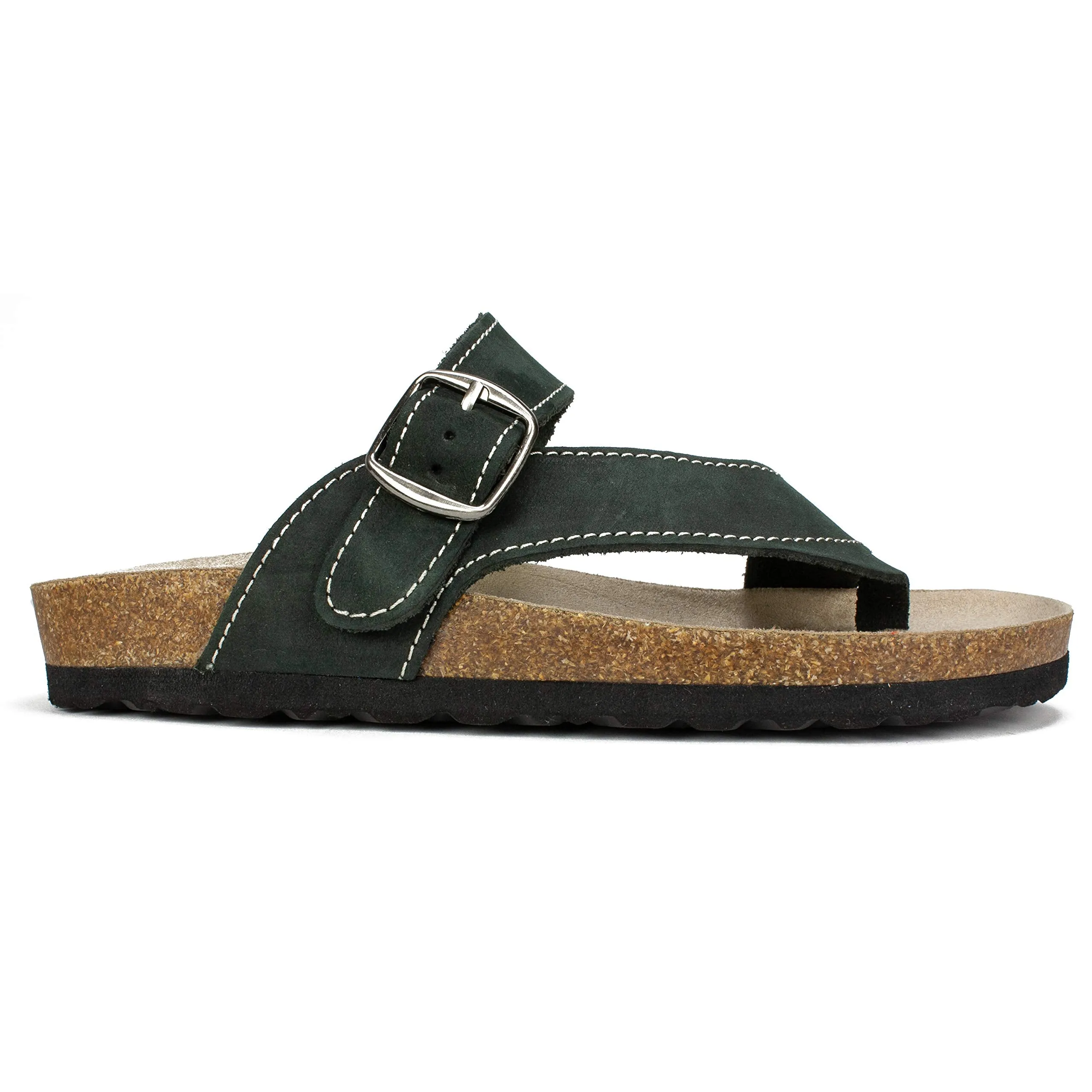 WHITE MOUNTAIN Shoes Carly Women's Flat Sandal, Black/Nubuk, 9 M