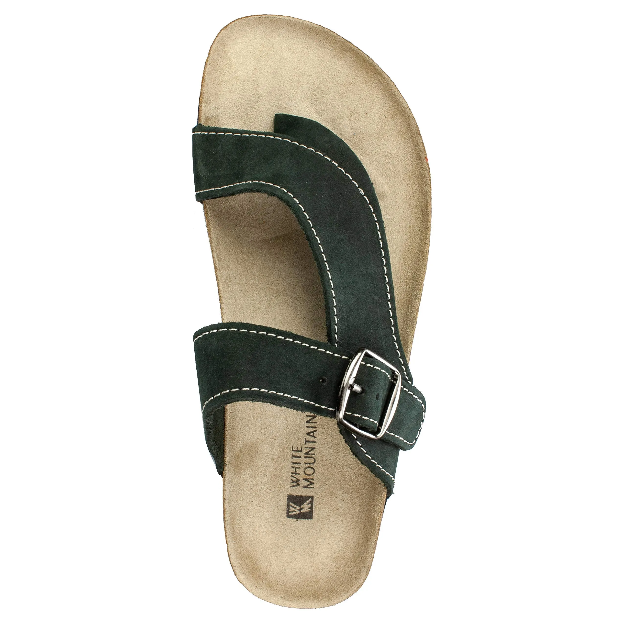 WHITE MOUNTAIN Shoes Carly Women's Flat Sandal, Black/Nubuk, 9 M