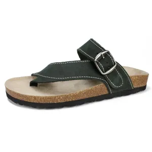 WHITE MOUNTAIN Shoes Carly Women's Flat Sandal, Black/Nubuk, 9 M