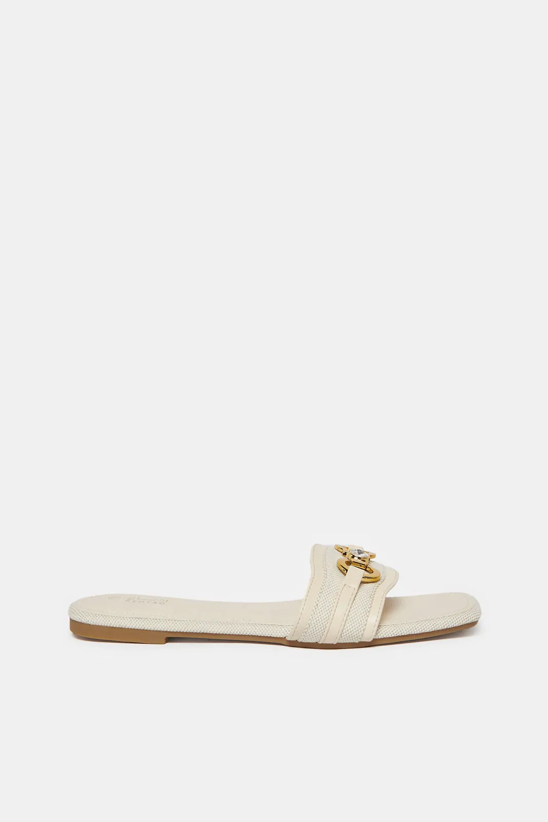 Women Beige Embellished  Mule