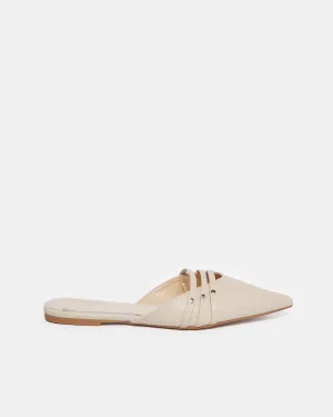 Women Beige Embellished Trim Mule