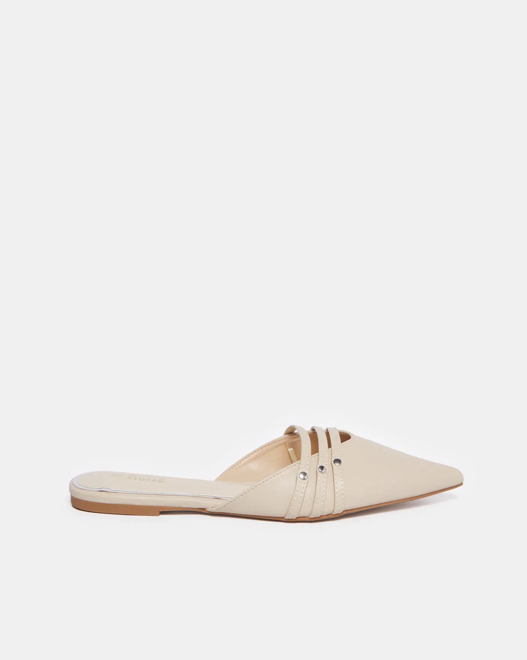 Women Beige Embellished Trim Mule