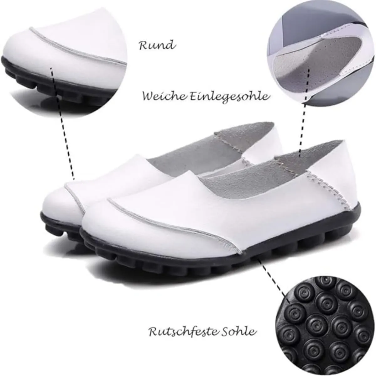 Women Cowhide Loafers Loafers Wide Fit Leather Loafers Classic Casual Loafers Slip On Driving Walking Nursing Loafers