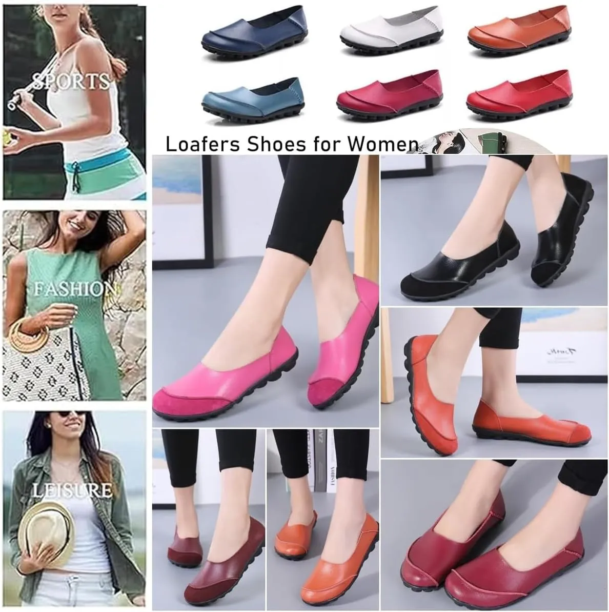 Women Cowhide Loafers Loafers Wide Fit Leather Loafers Classic Casual Loafers Slip On Driving Walking Nursing Loafers
