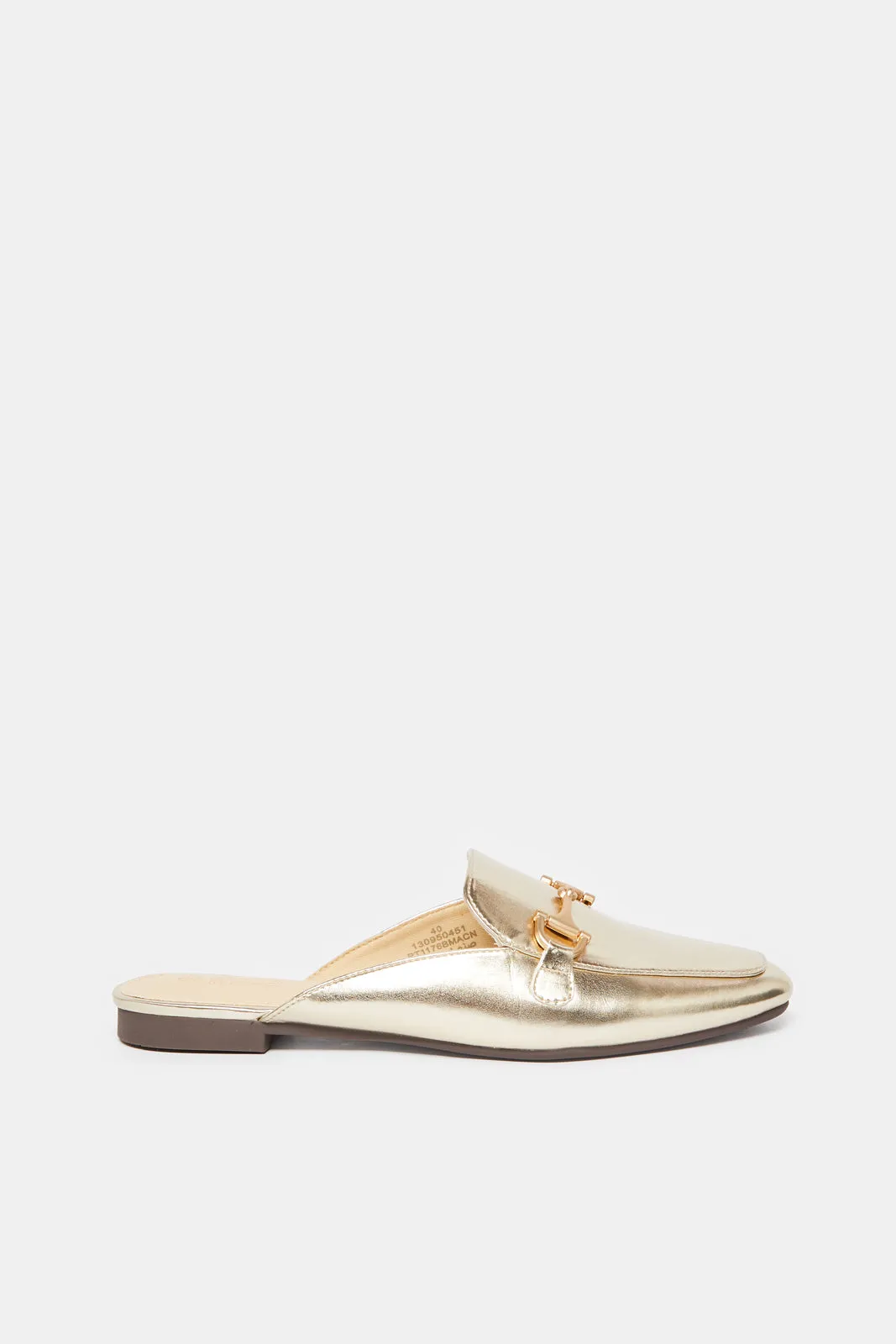 Women Gold Embellished Loafer Mule