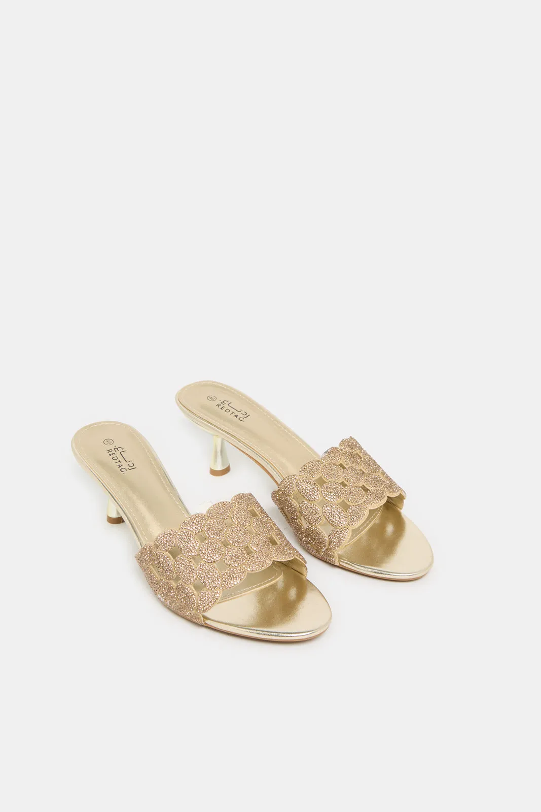 Women Gold Embellished Mule
