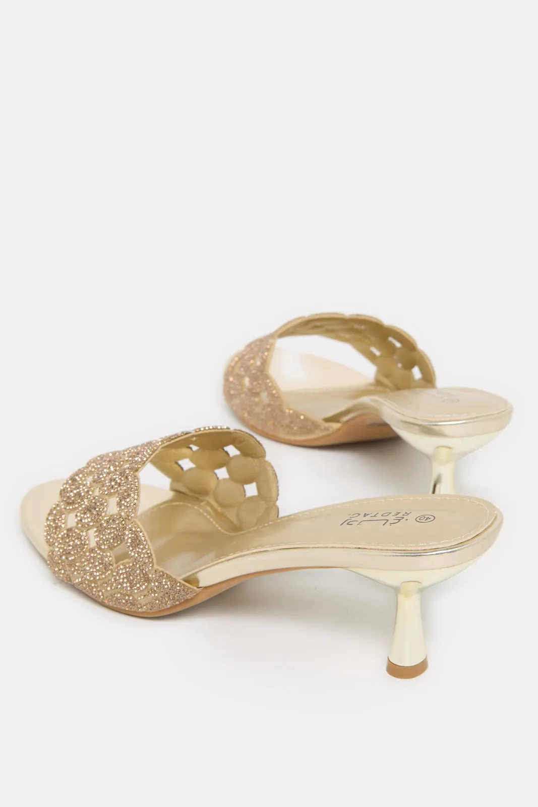 Women Gold Embellished Mule