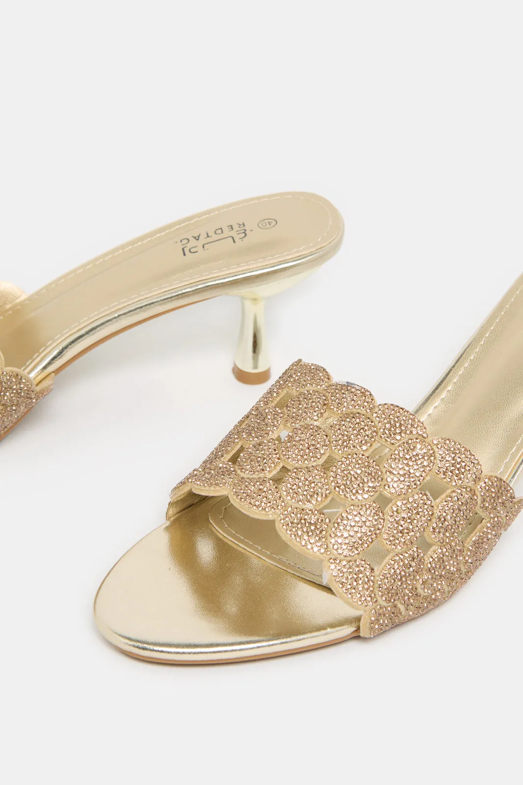 Women Gold Embellished Mule