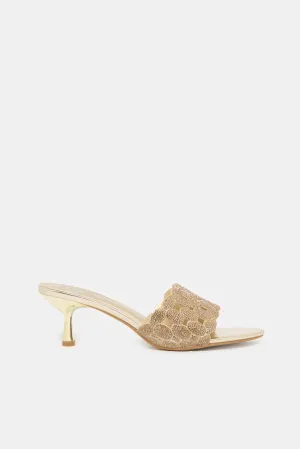 Women Gold Embellished Mule