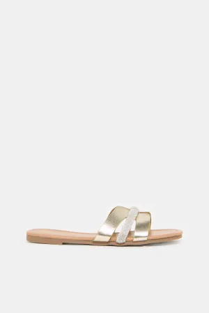 Women Gold Embellished Mule
