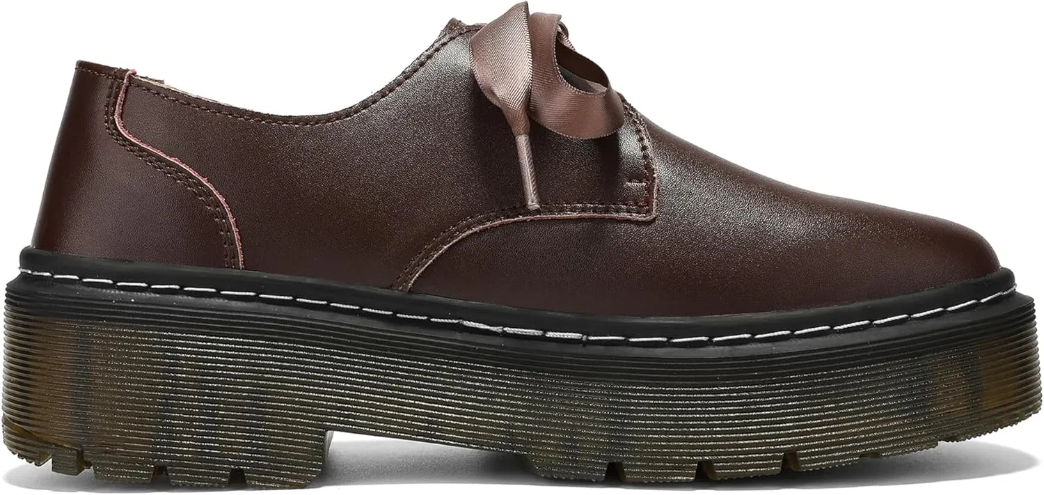 Women Lace-up Platform Chunky Loafers Classic Lug Sole Oxford Shoes Business Work Office Dress Shoes