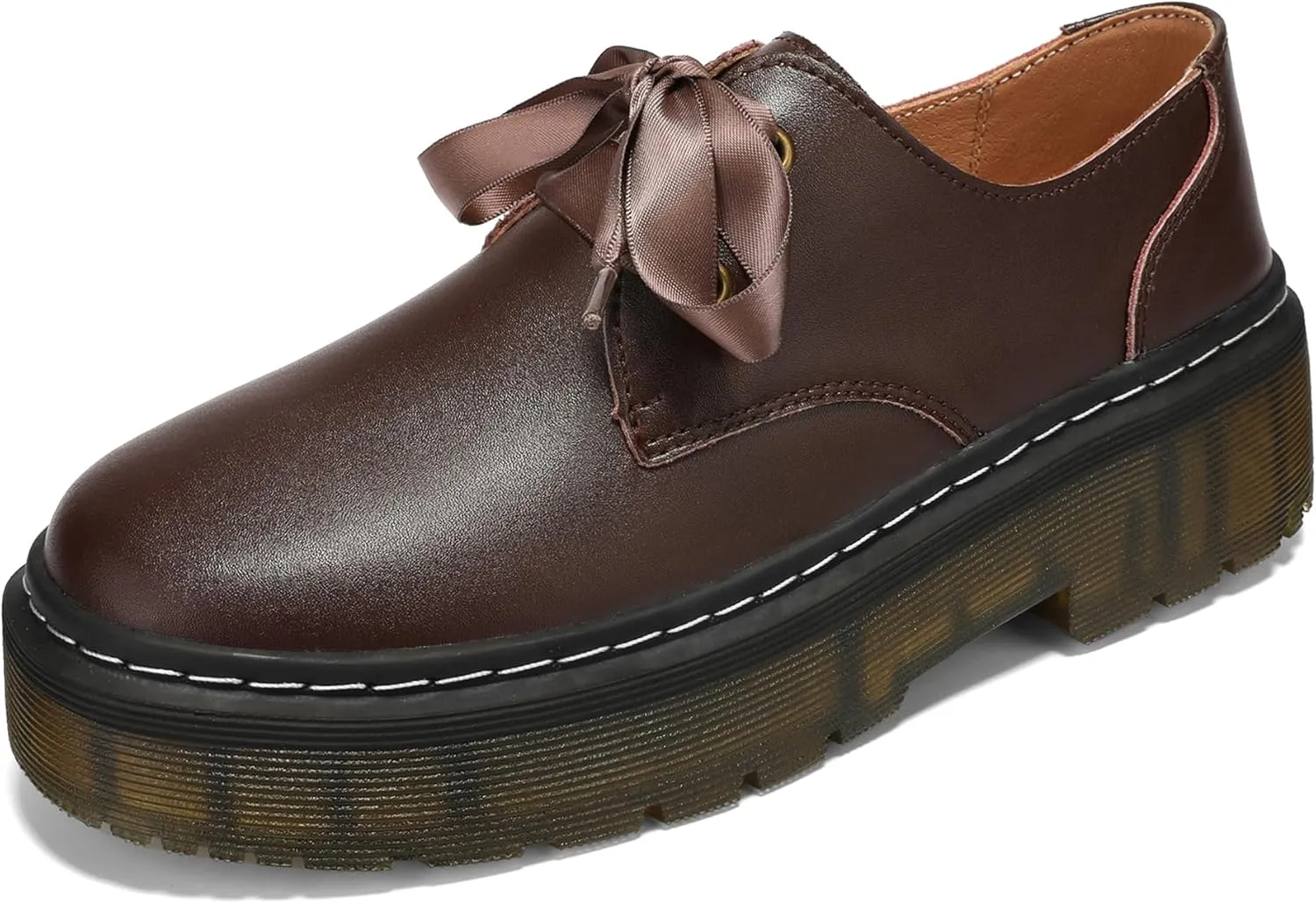 Women Lace-up Platform Chunky Loafers Classic Lug Sole Oxford Shoes Business Work Office Dress Shoes
