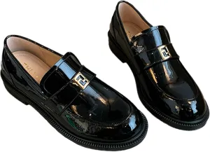 Women's Genuine Leather Slip on Loafers Fashion Mirror Luxury Round Toe Low Block Heel Non-Slip Dress Shoes Daily Business Work Office Casual Shoes