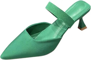 Women's High Heel Sandals, Closed Pumps Pointed Toe Strappy Slip-on Stiletto Slippers Party Prom Casual Dress Mules