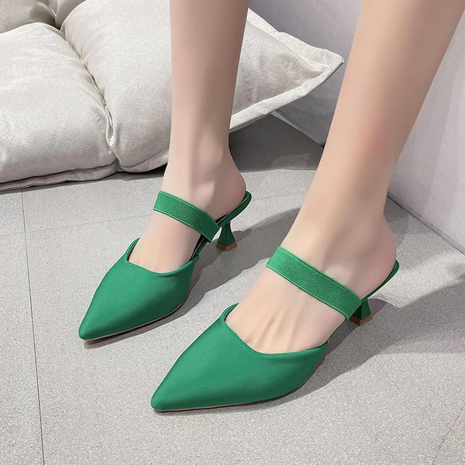 Women's High Heel Sandals, Closed Pumps Pointed Toe Strappy Slip-on Stiletto Slippers Party Prom Casual Dress Mules