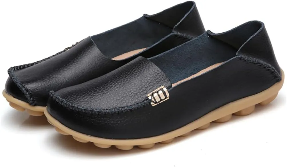 Womens Loafers Shoes Soft Leather Lightweight Classic Penny Slip-on Loafers Outdoor Indooor Walking Driving Moccasins Flats for Womens Nurse Casual Loafers Flats