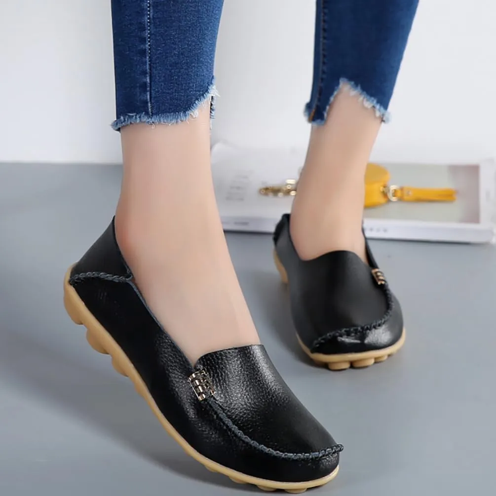 Womens Loafers Shoes Soft Leather Lightweight Classic Penny Slip-on Loafers Outdoor Indooor Walking Driving Moccasins Flats for Womens Nurse Casual Loafers Flats