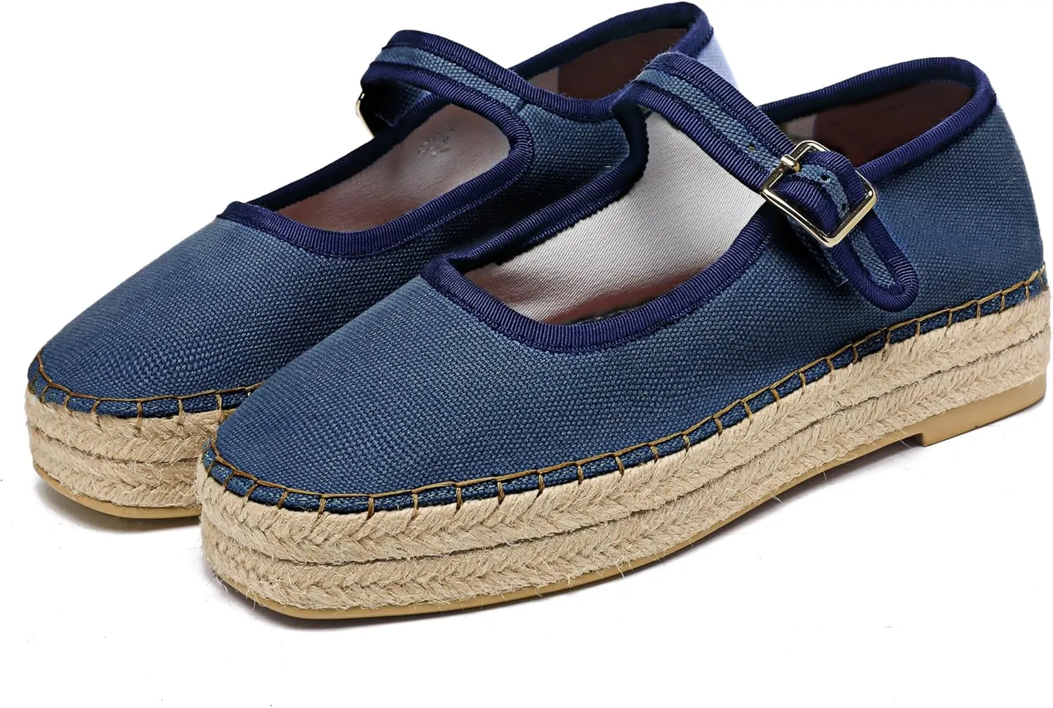 Women's Mary Jane Woven Espadrilles Ballet Flats for Women Outsole Canvas Summer Ballerina Flats.
