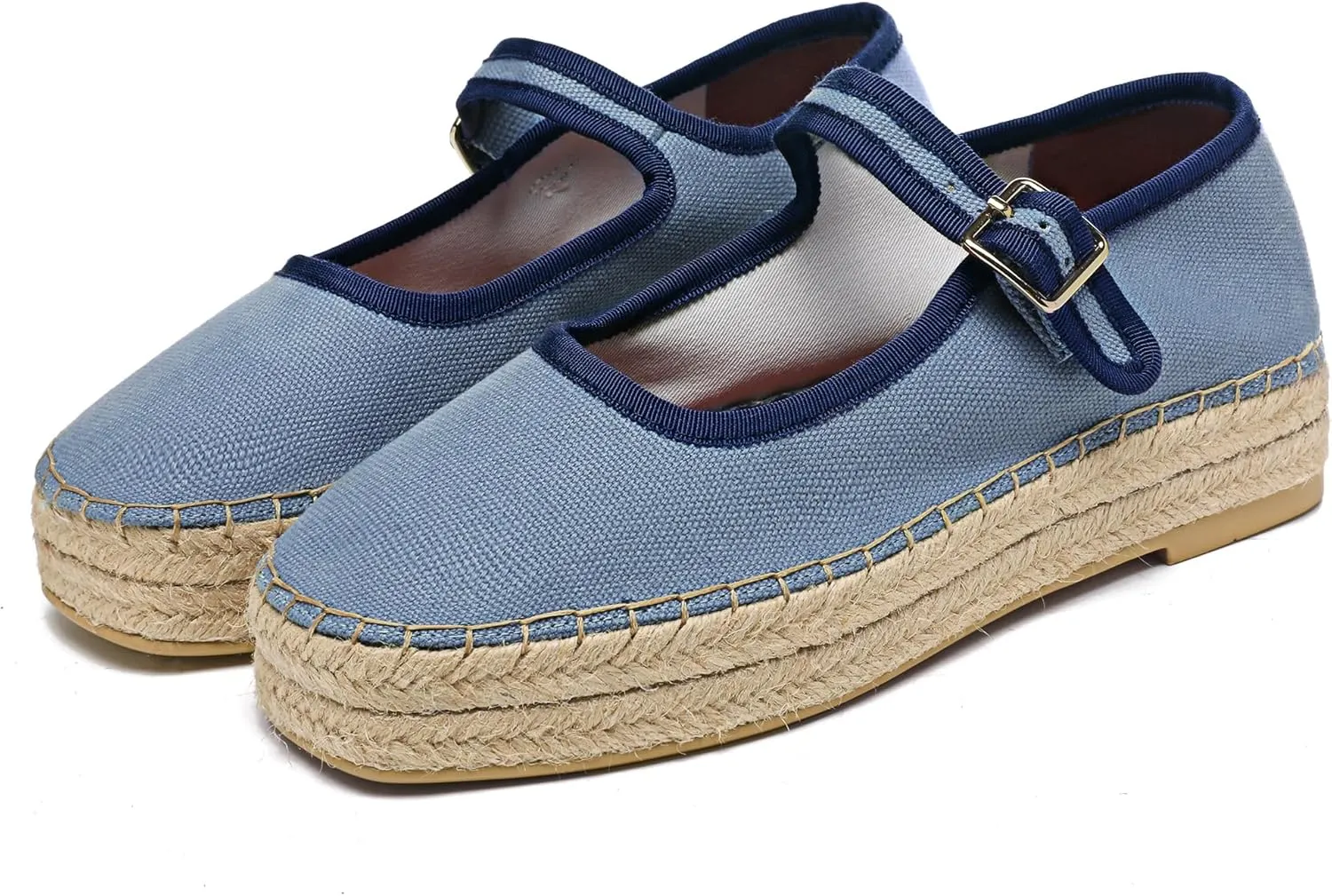 Women's Mary Jane Woven Espadrilles Ballet Flats for Women Outsole Canvas Summer Ballerina Flats.