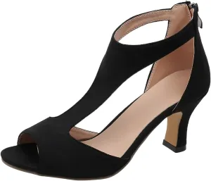 Womens Sandals Comfortable High Heels Dressy Sandals with Ankle Strap Back Zipper